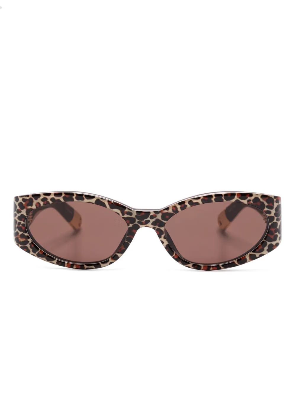 leopard-print oval-frame sunglasses