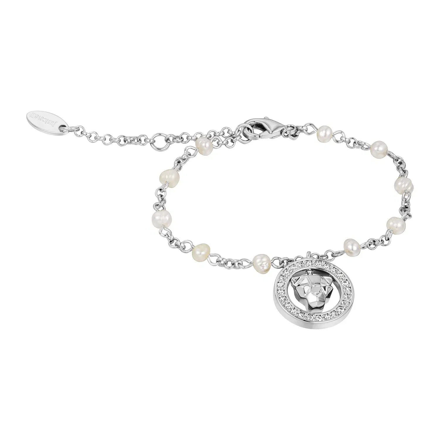 JUST CAVALLI Bracelet, Silver Color, Stones Color: White, White Pearl