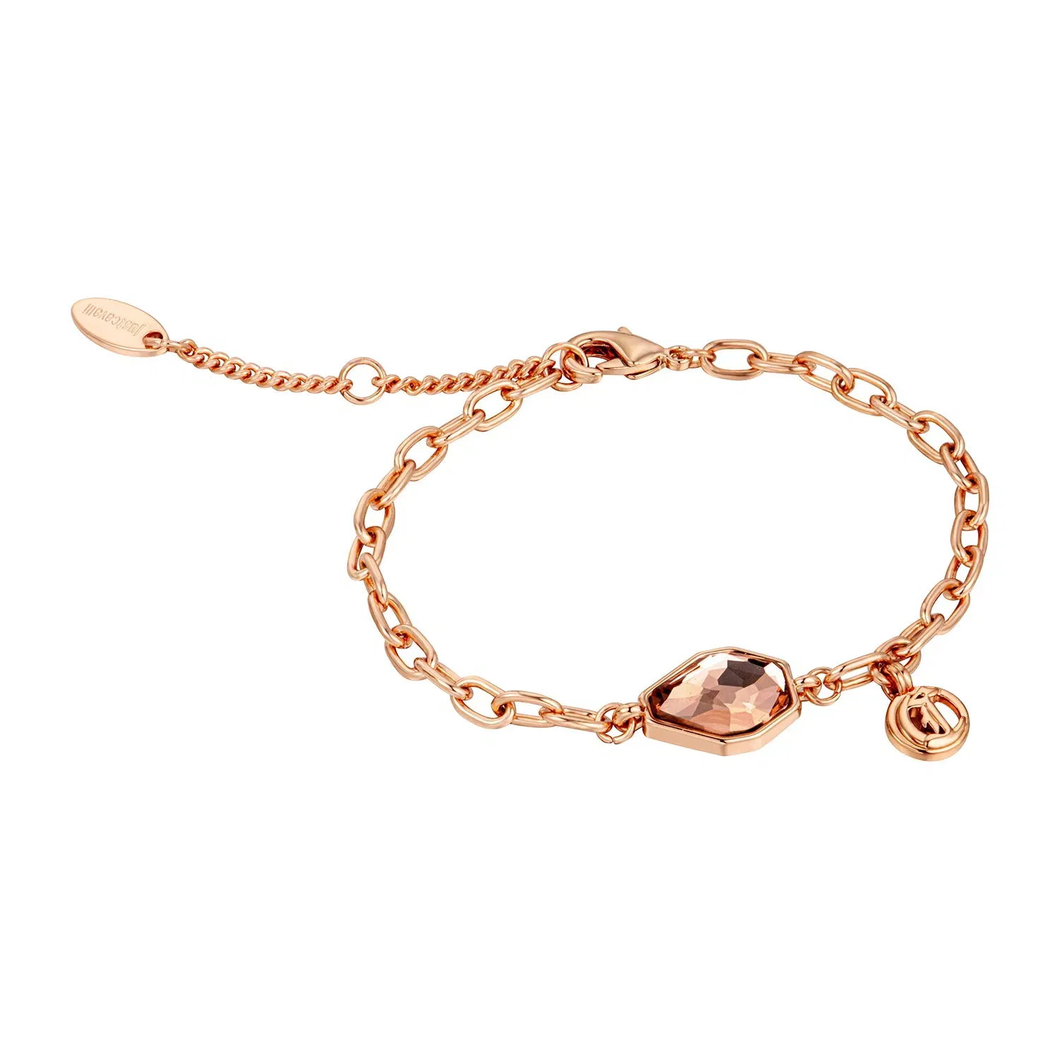 JUST CAVALLI Bracelet, Rose Gold Color, Stones Color: Light Peach Glass