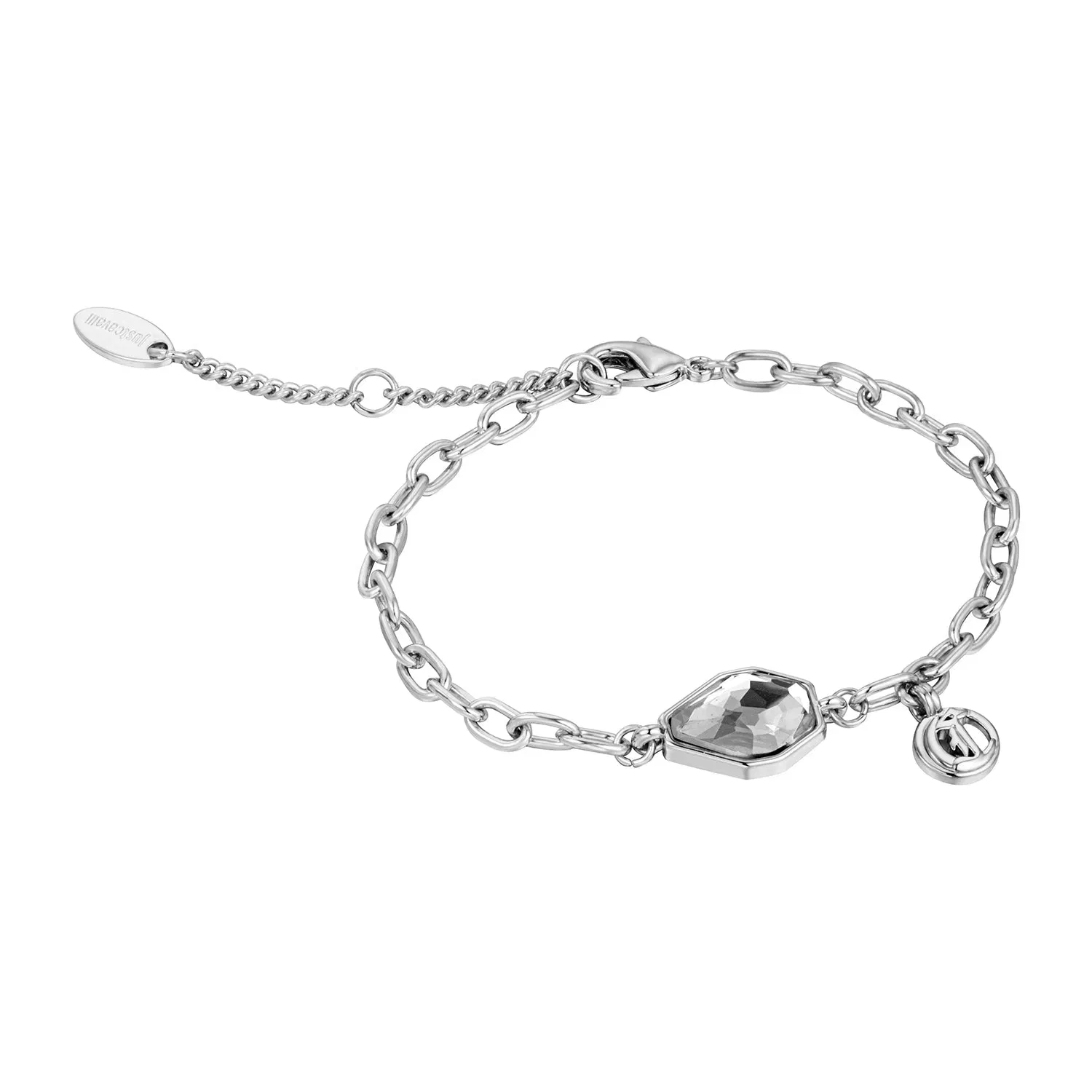 JUST CAVALLI Bracelet, Silver Color, Stones Color: White Glass