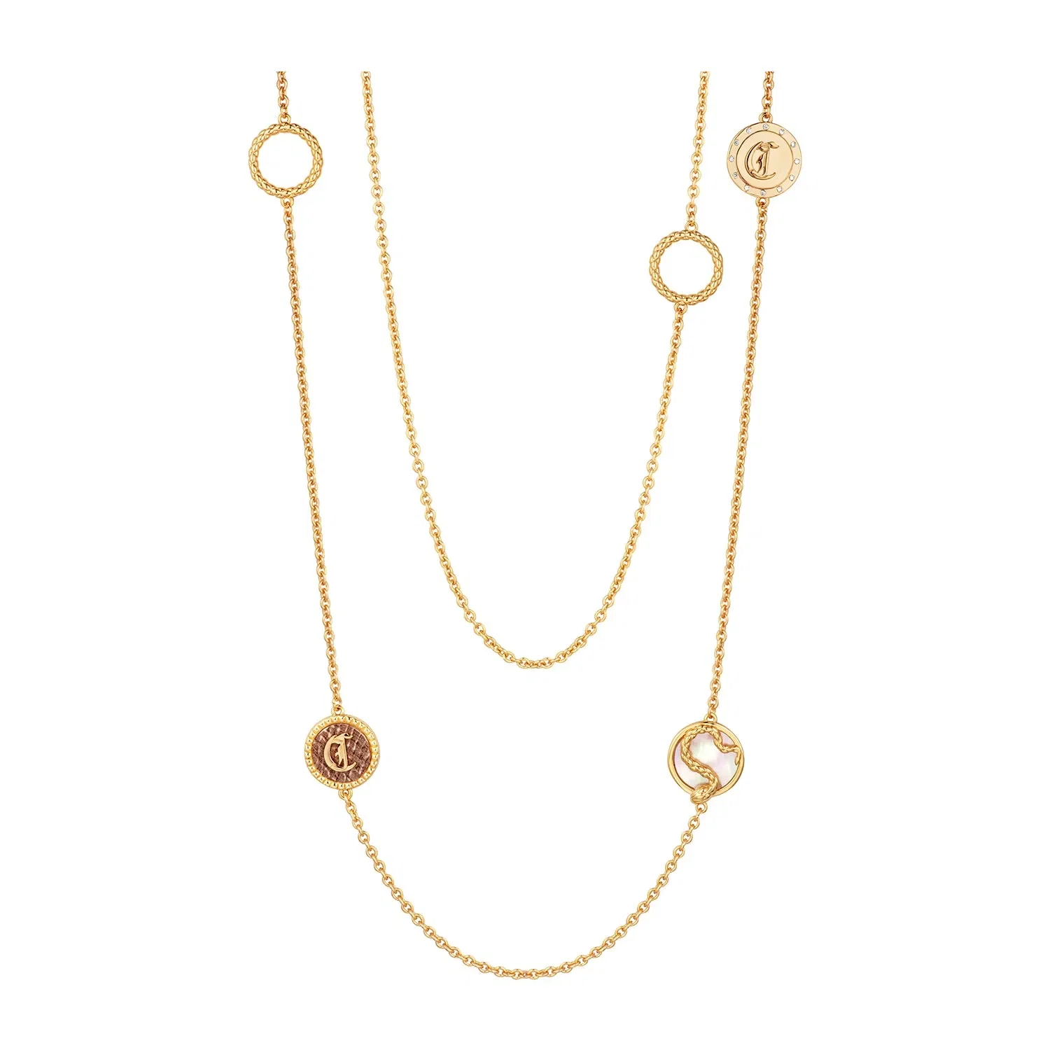 JUST CAVALLI Necklace, Gold Color, Stones Color: White, White MOP