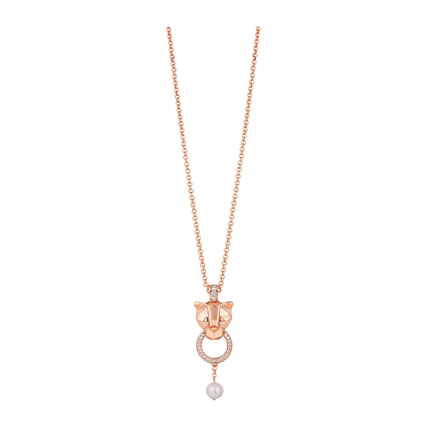 JUST CAVALLI Necklace, Rose Gold Color, Stones Color: White, White Pearl