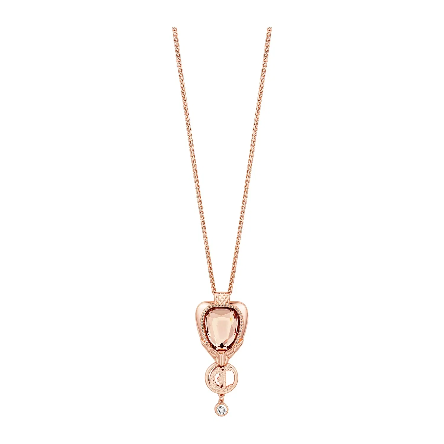JUST CAVALLI Necklace, Rose Gold Color, Stones Color: Light Peach Glass