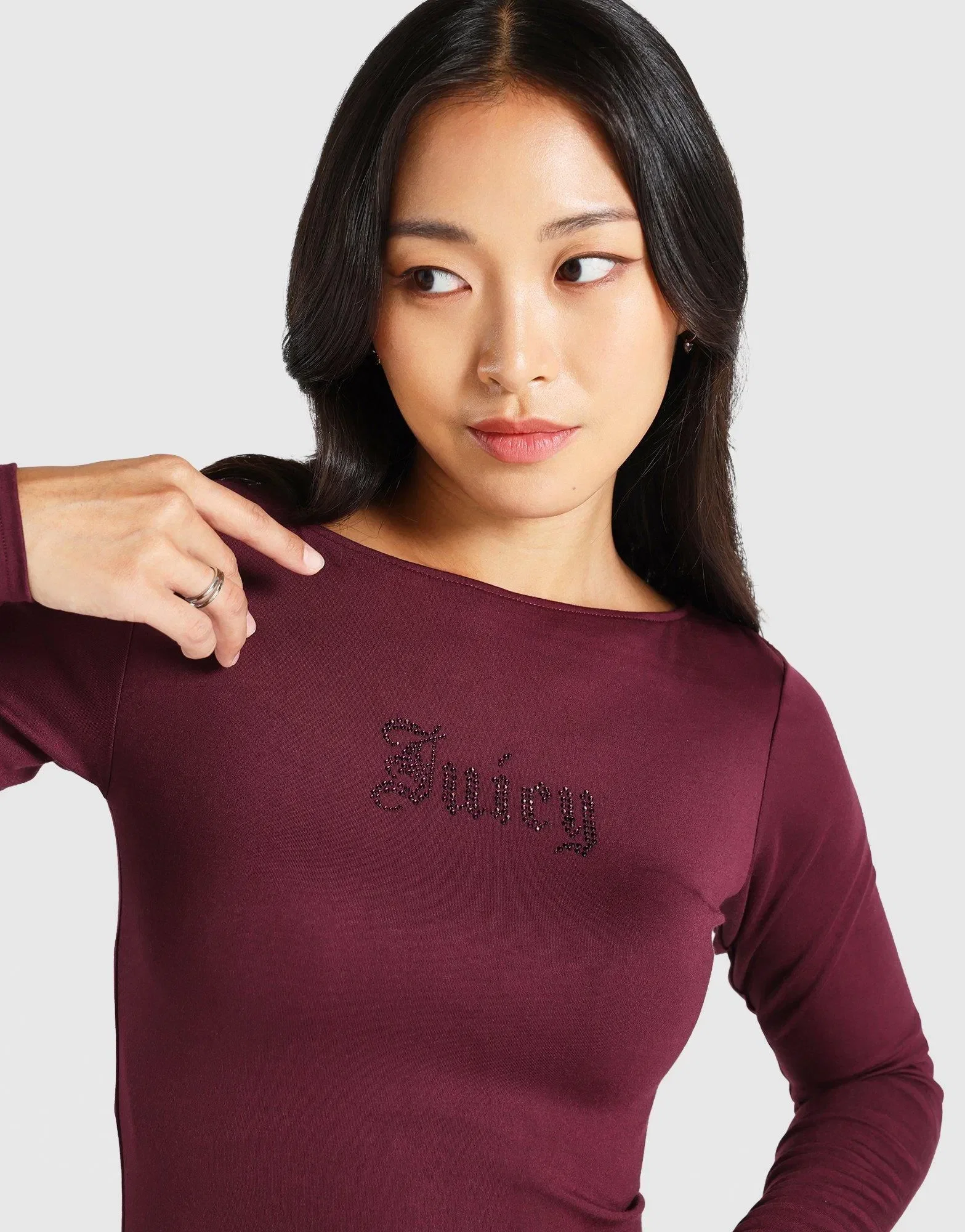Juicy Couture Mia Button Neck Long Sleeve T-Shirt