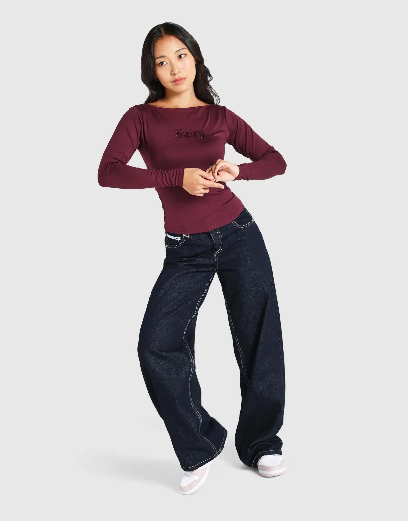 Juicy Couture Mia Button Neck Long Sleeve T-Shirt