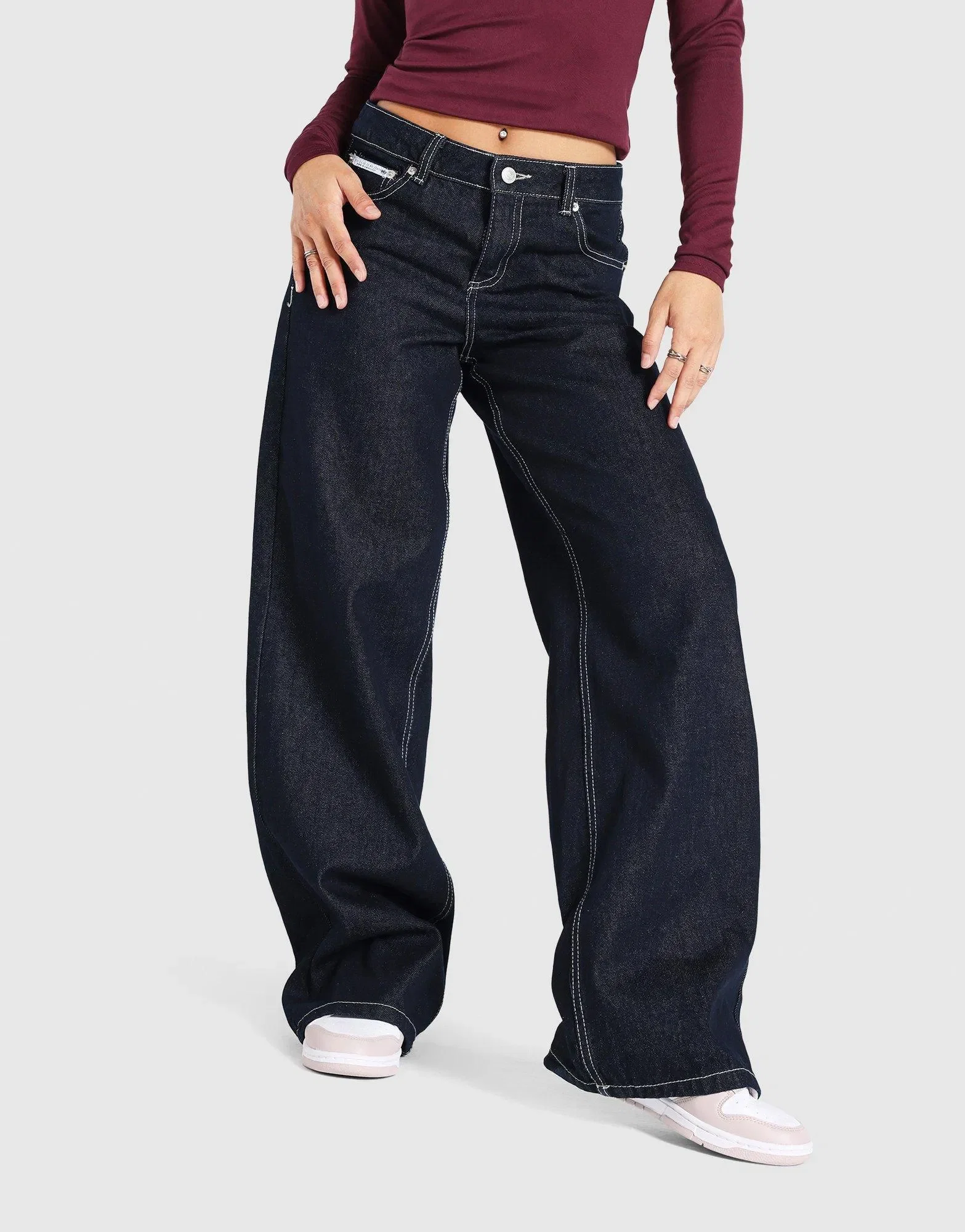 Juicy Couture Dog Crest Wide Leg Indigo Denim Jeans