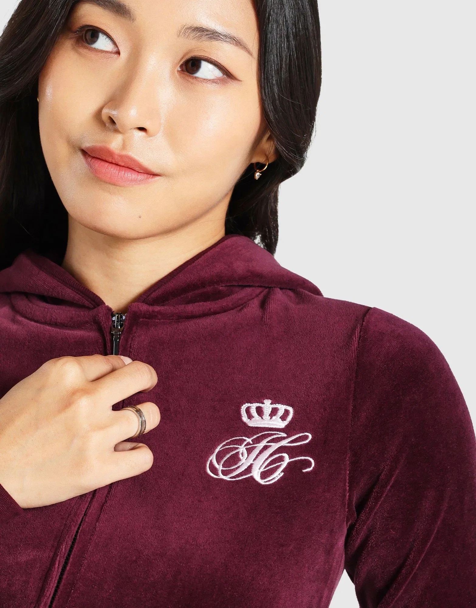 Juicy Couture Script Rebelle Ribbed Hoodie