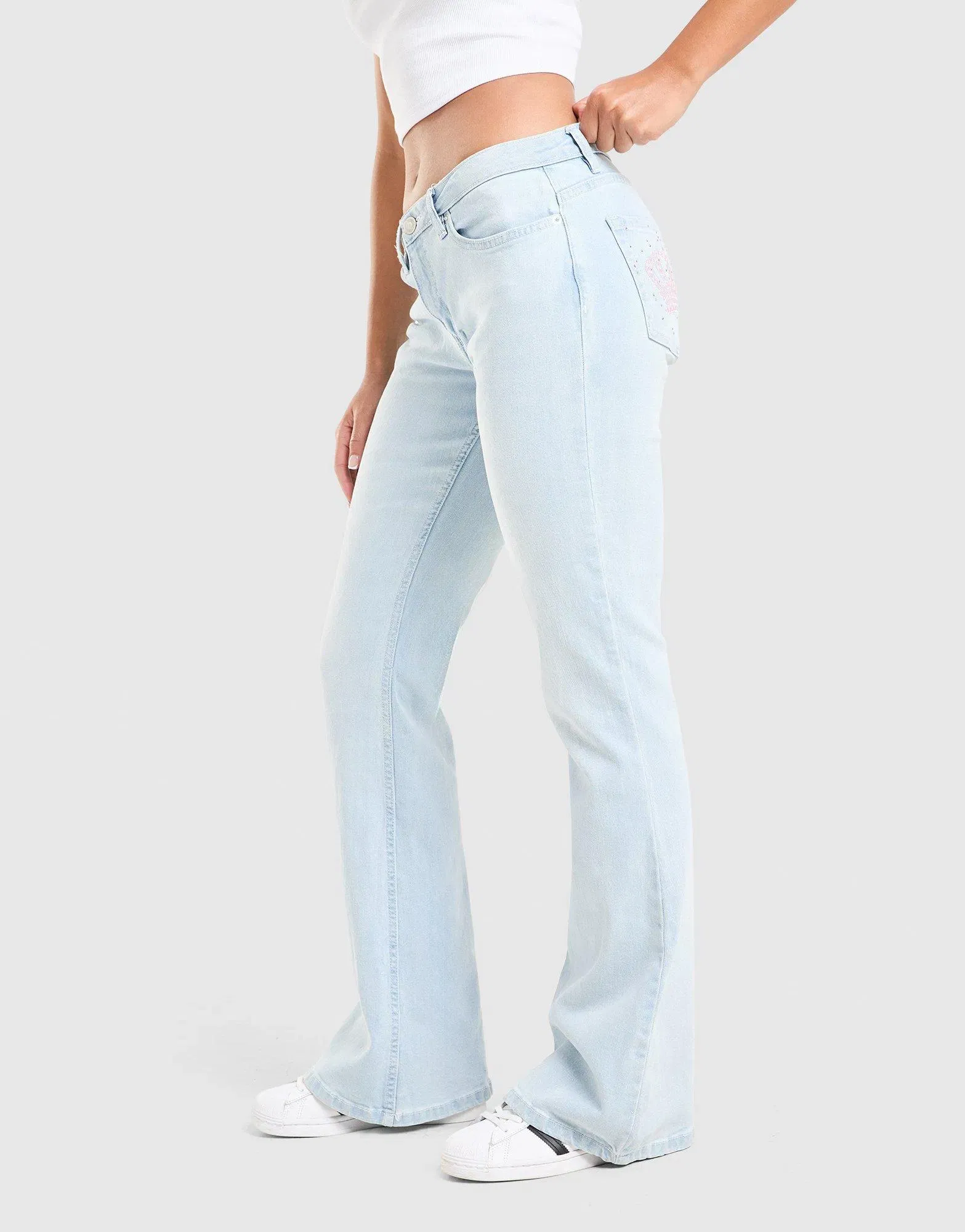 Juicy Couture Low Rise Diamante Crown Denim Jeans