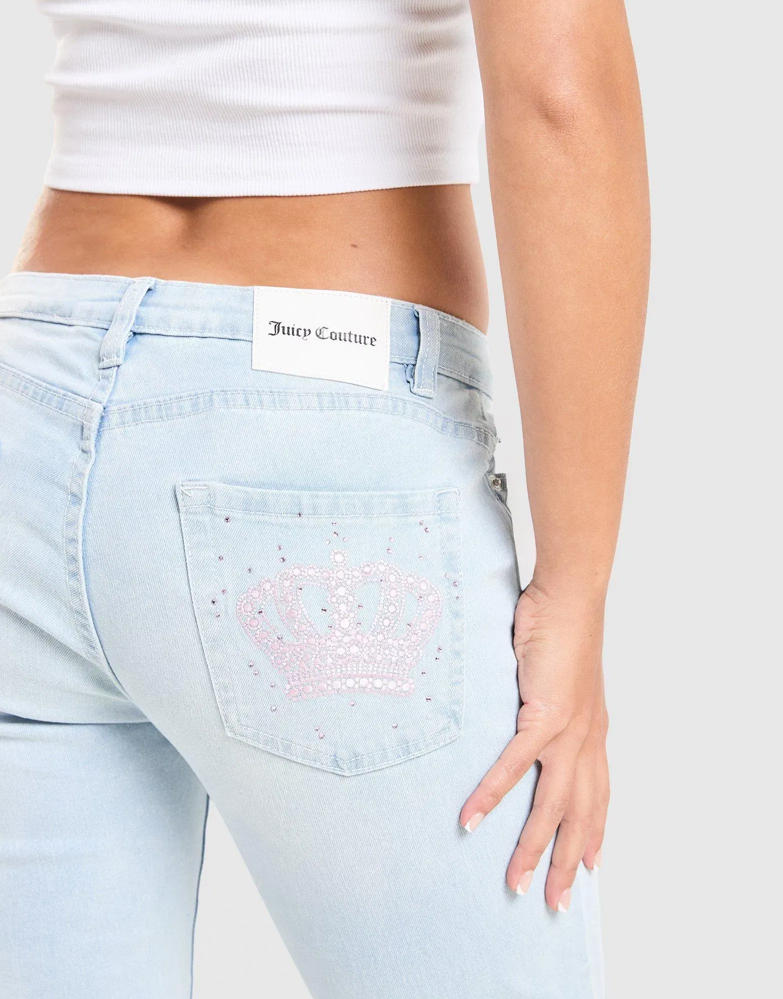 Juicy Couture Low Rise Diamante Crown Denim Jeans