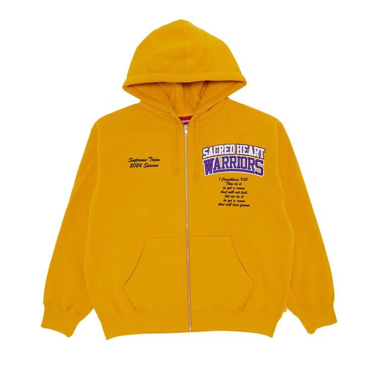 Supreme Salvation Zip Up Hoodie Gold