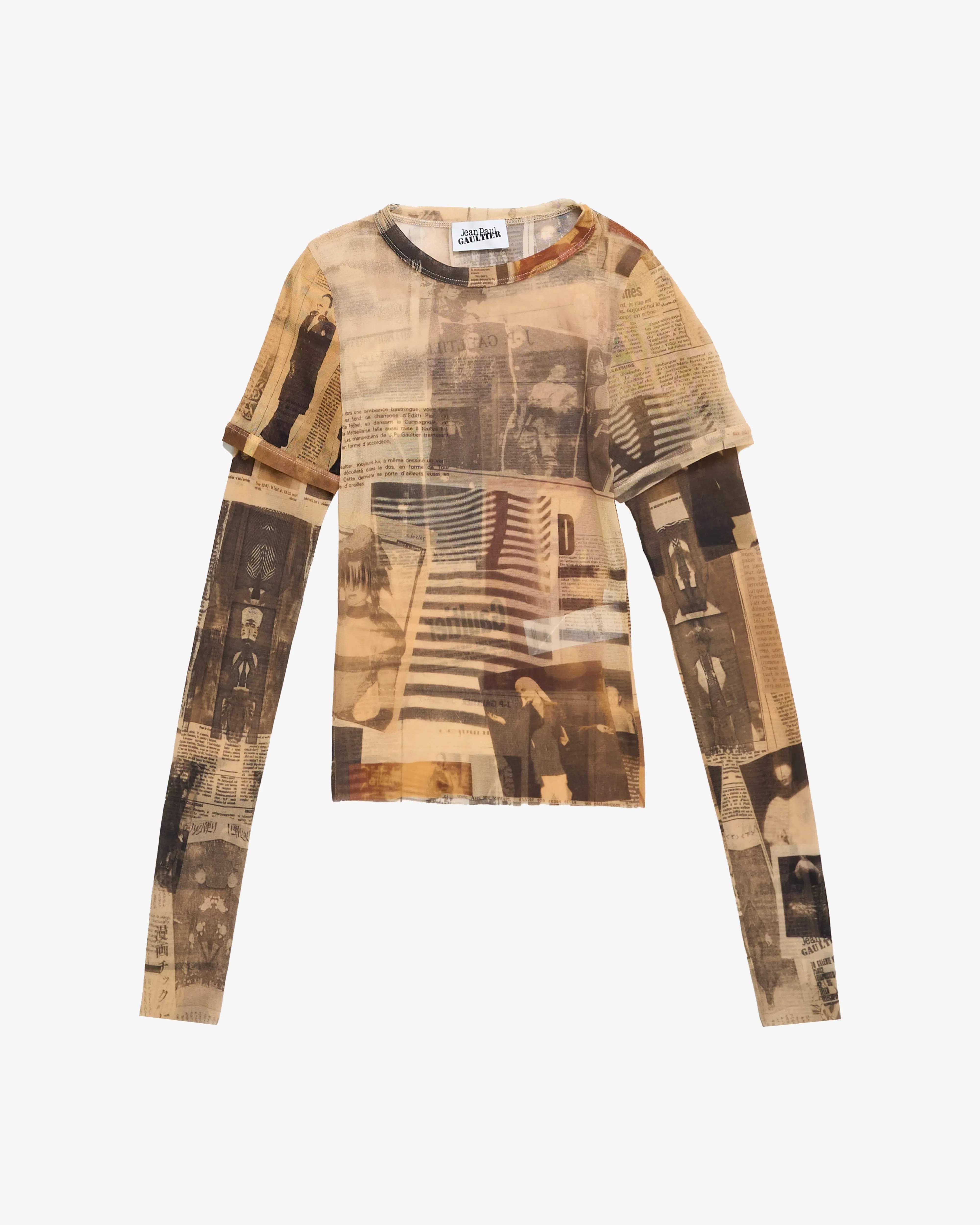 Jean Paul Gaultier - Women's Mesh Double Sleeves Baby Tee - (Print)