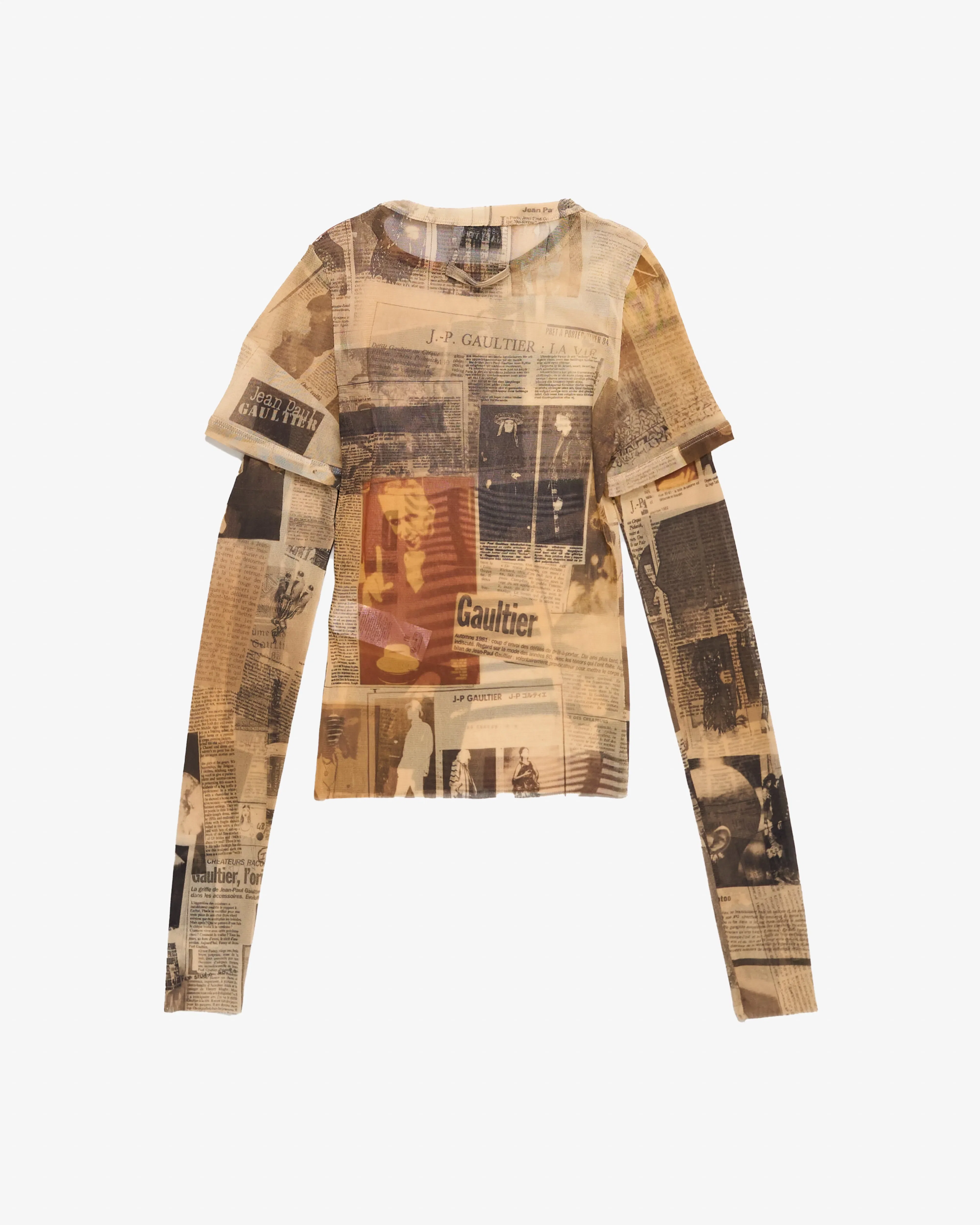 Jean Paul Gaultier - Women's Mesh Double Sleeves Baby Tee - (Print)