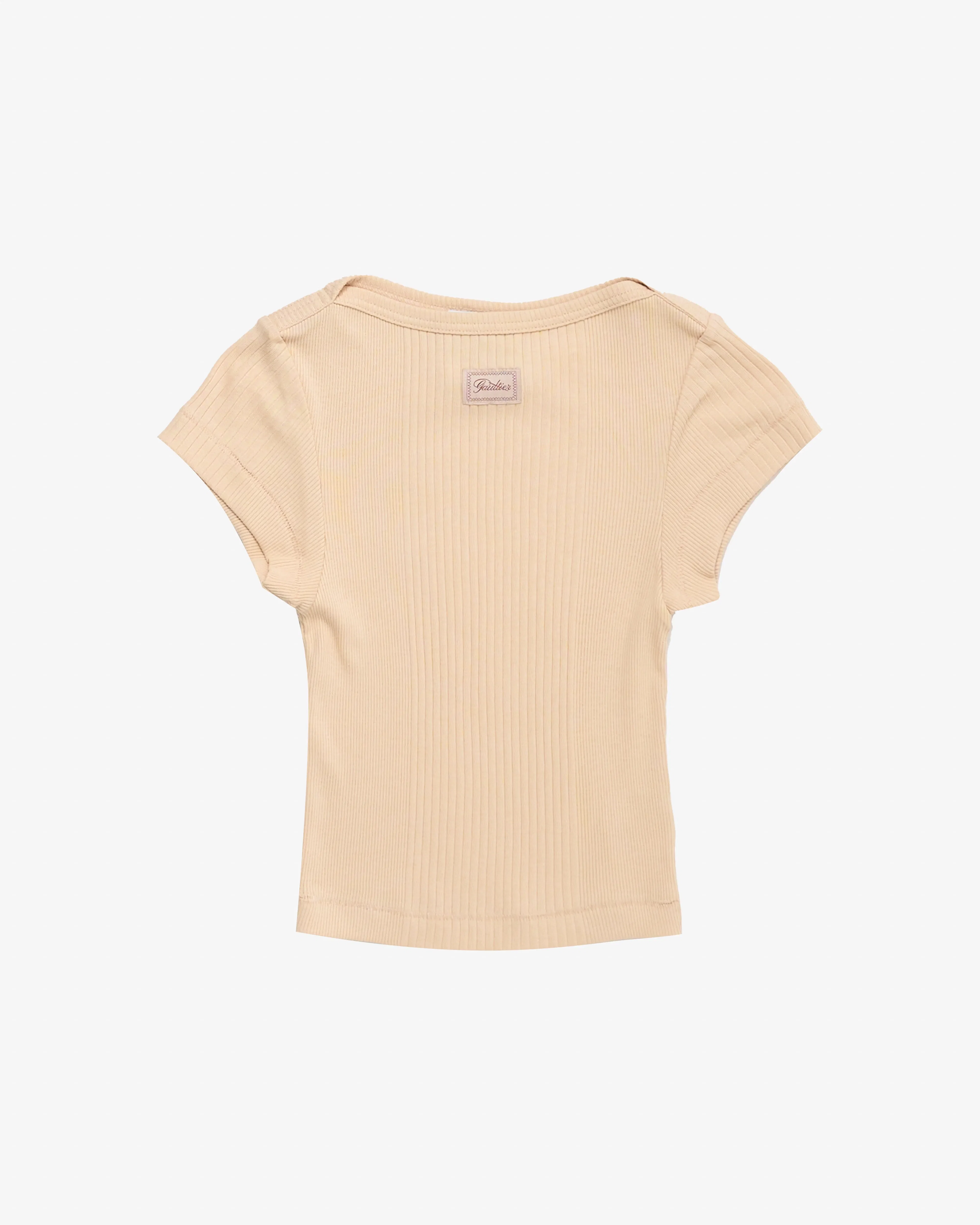 Jean Paul Gaultier - Women's Cotton Ribbed Cropped Baby Tee - (Natural)