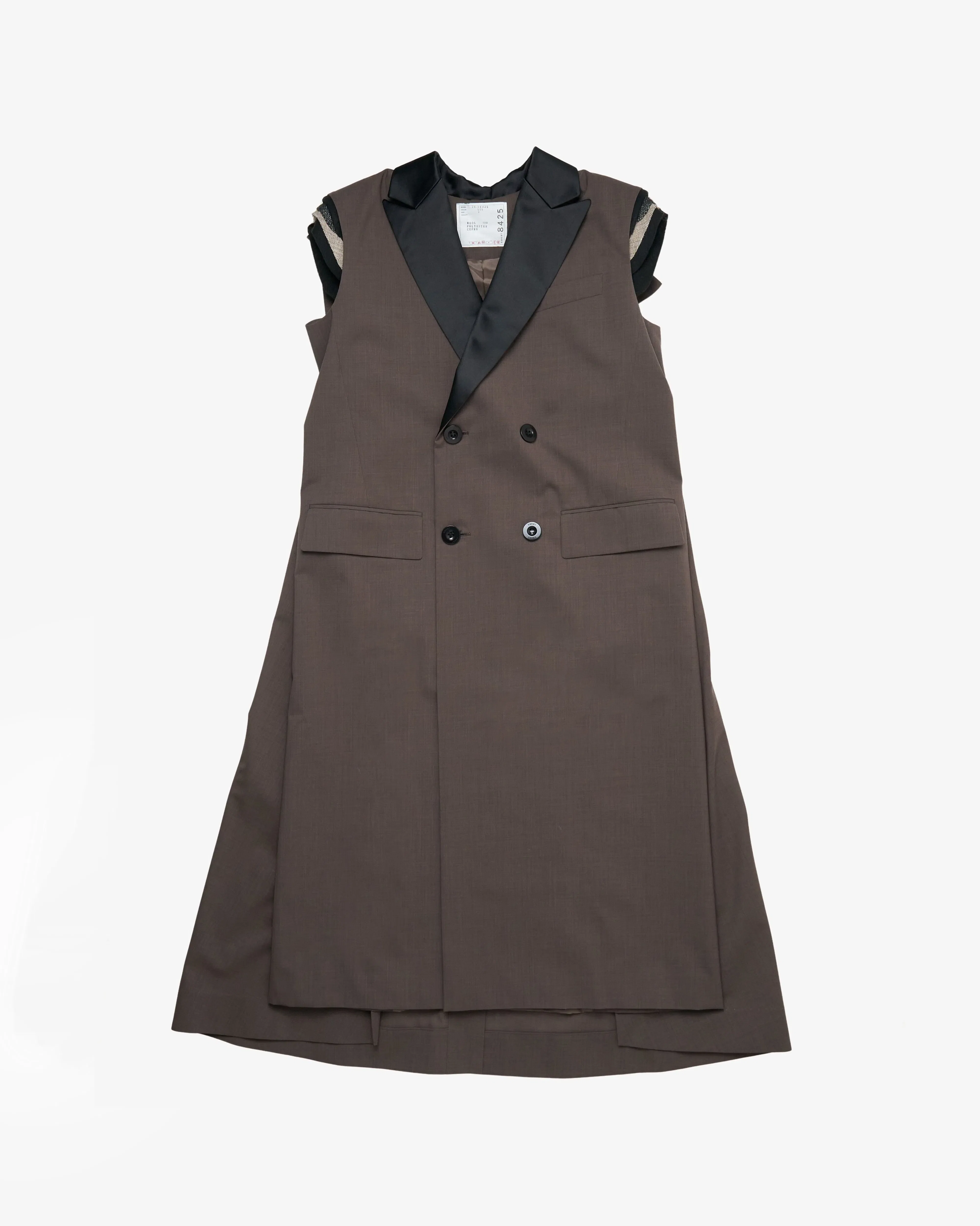 SACAI - Women's Wool Suiting Long Vest - (Grey)