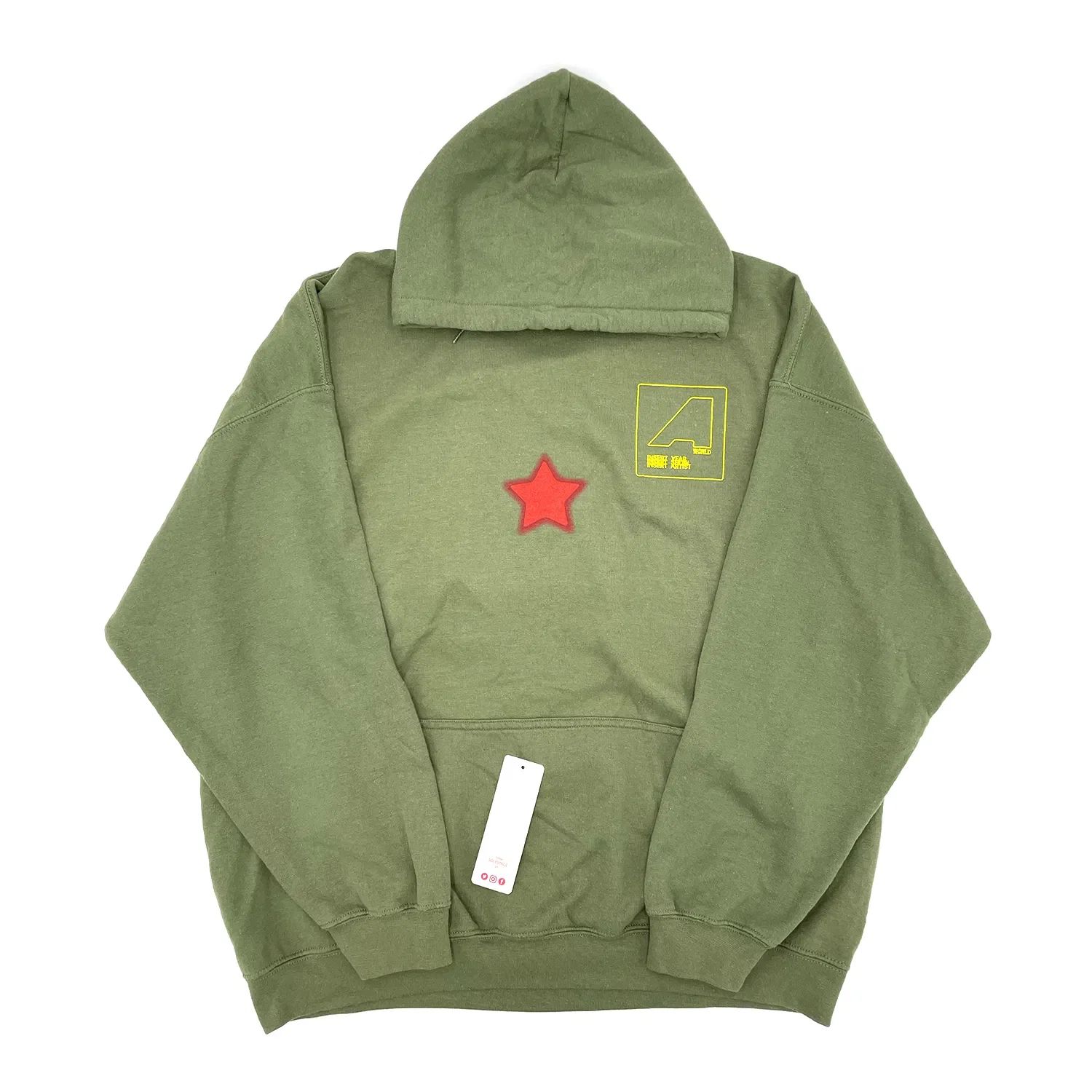 Travis Scott Astroworld Shattered Face Olive Hoodie 93665-569 Men's Size XL-XXL
