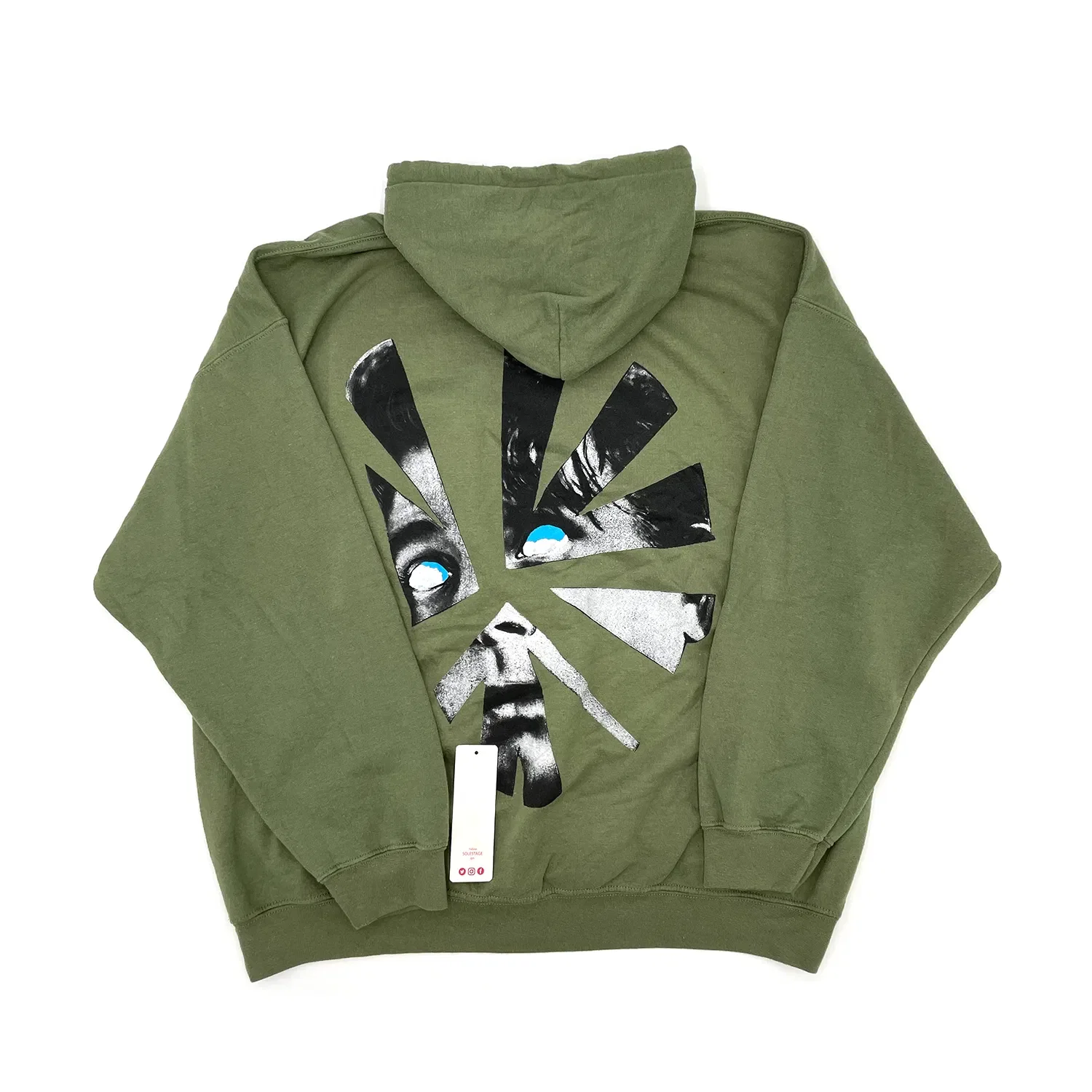 Travis Scott Astroworld Shattered Face Olive Hoodie 93665-569 Men's Size XL-XXL