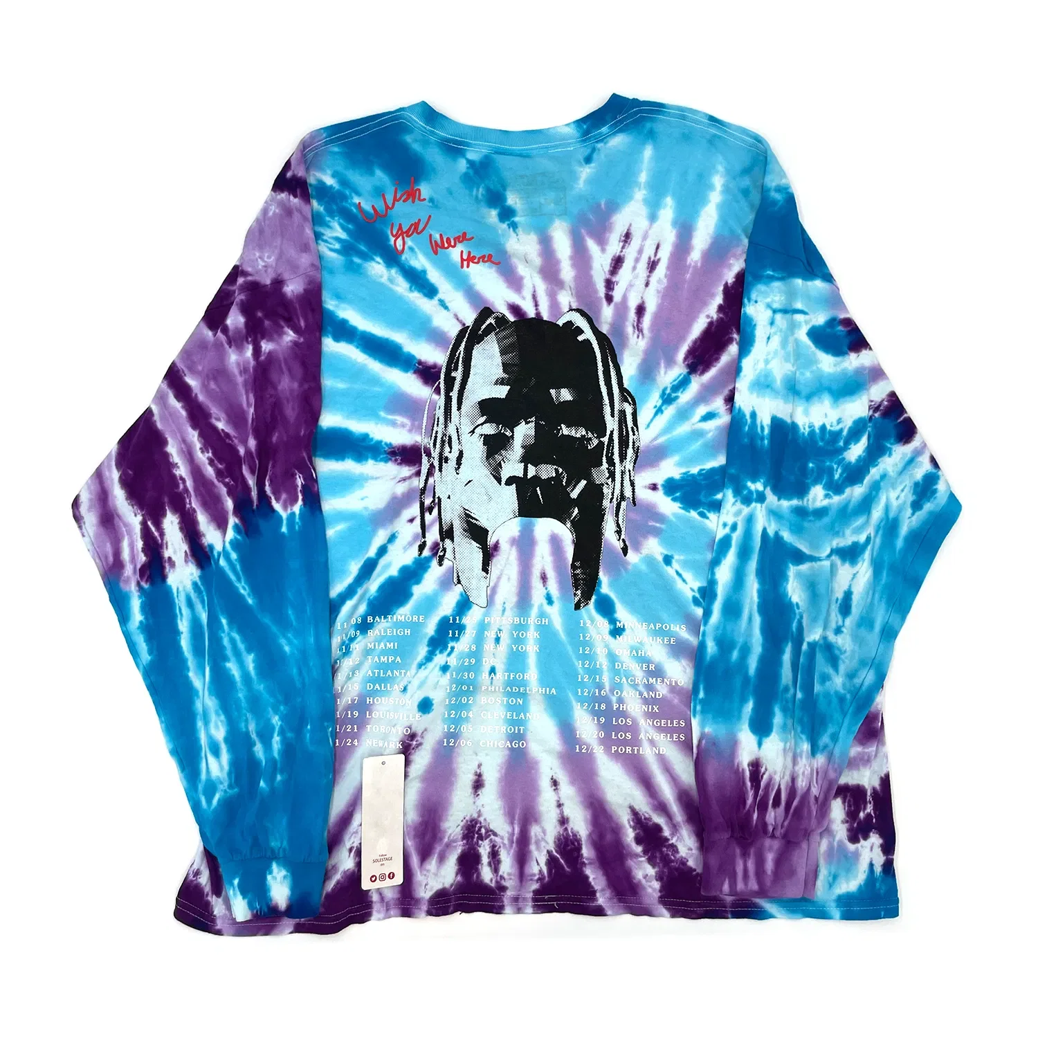 Travis Scott Astroworld Long Sleeve Tie Dye Tee (93665-446) Men's Size S-XXL