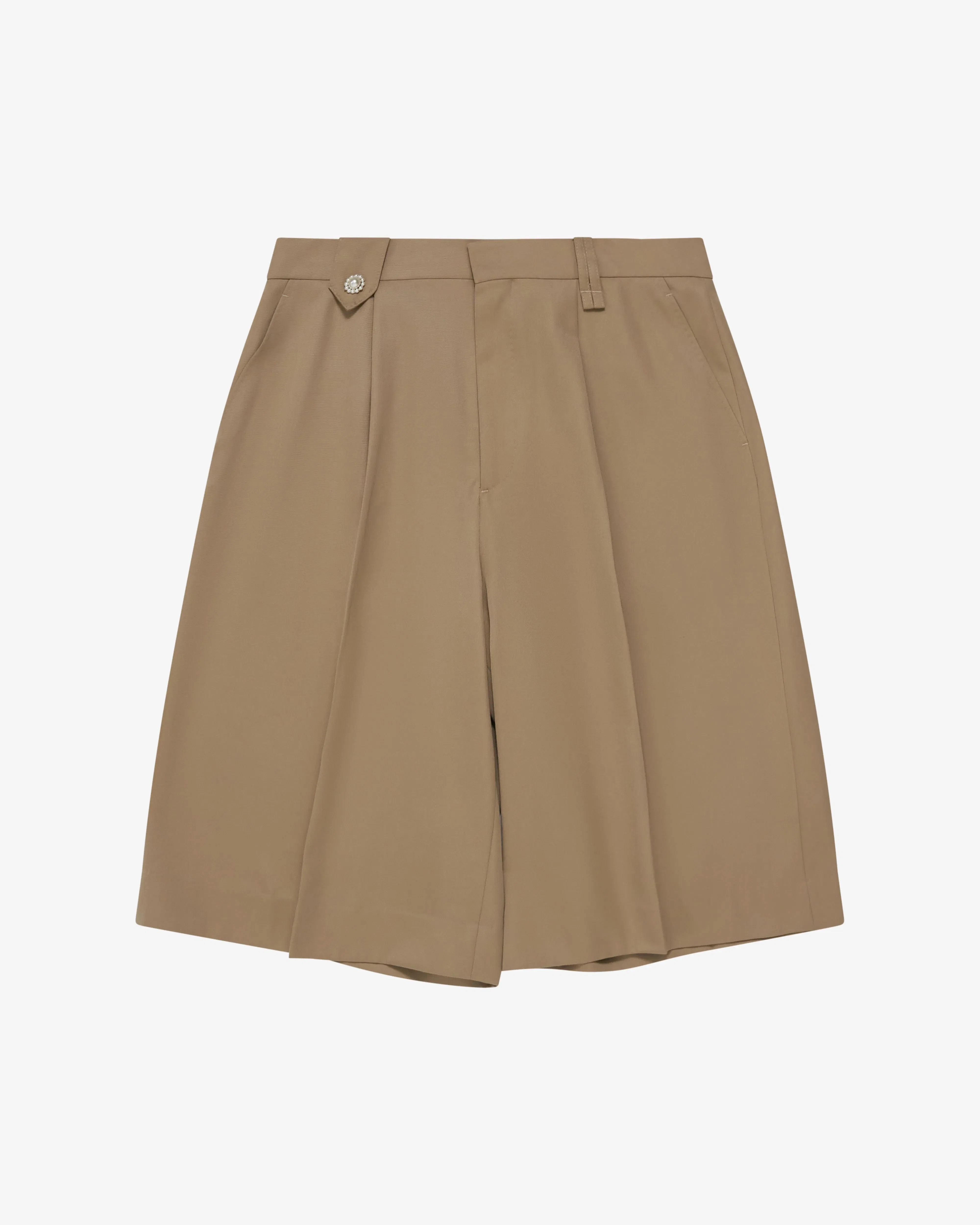 SIMONE ROCHA - Men's Tailored Wide Leg Belt Loop Tab Shorts - (Beige)