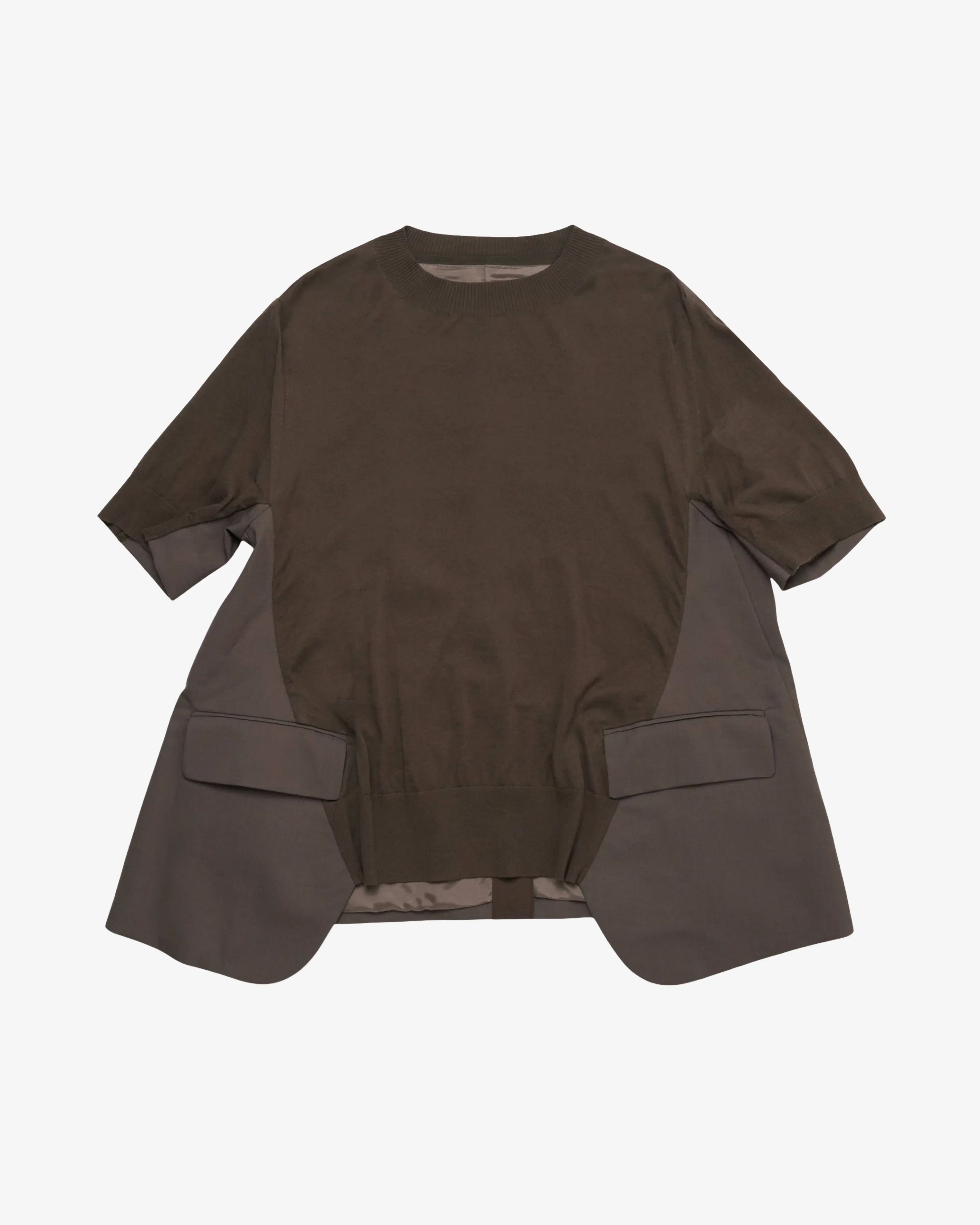 SACAI - Women's Wool Suiting X Cotton Knit Pullover - (Grey)