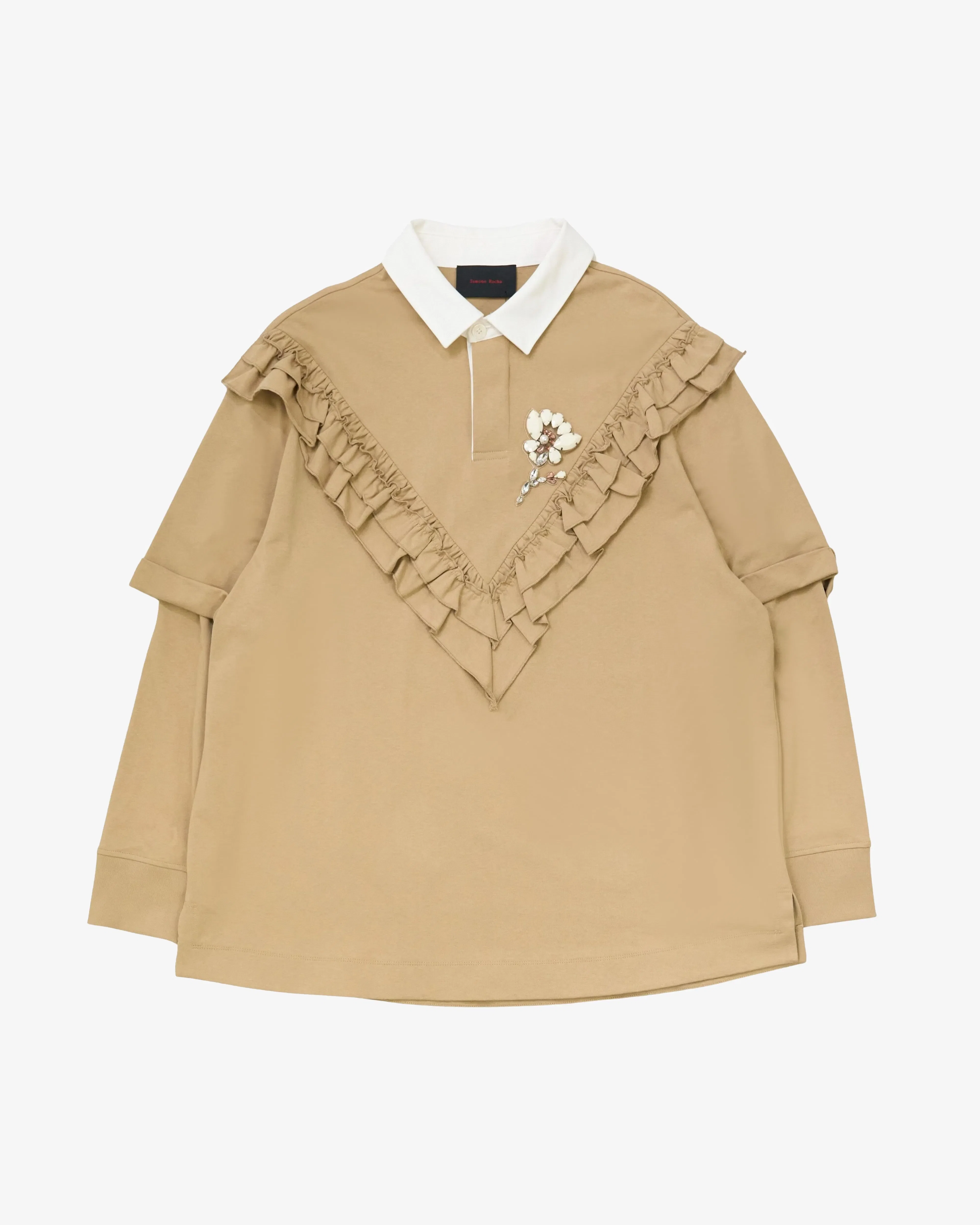 SIMONE ROCHA - Men's Ruffle Frill Rugby Shirt - (Beige)