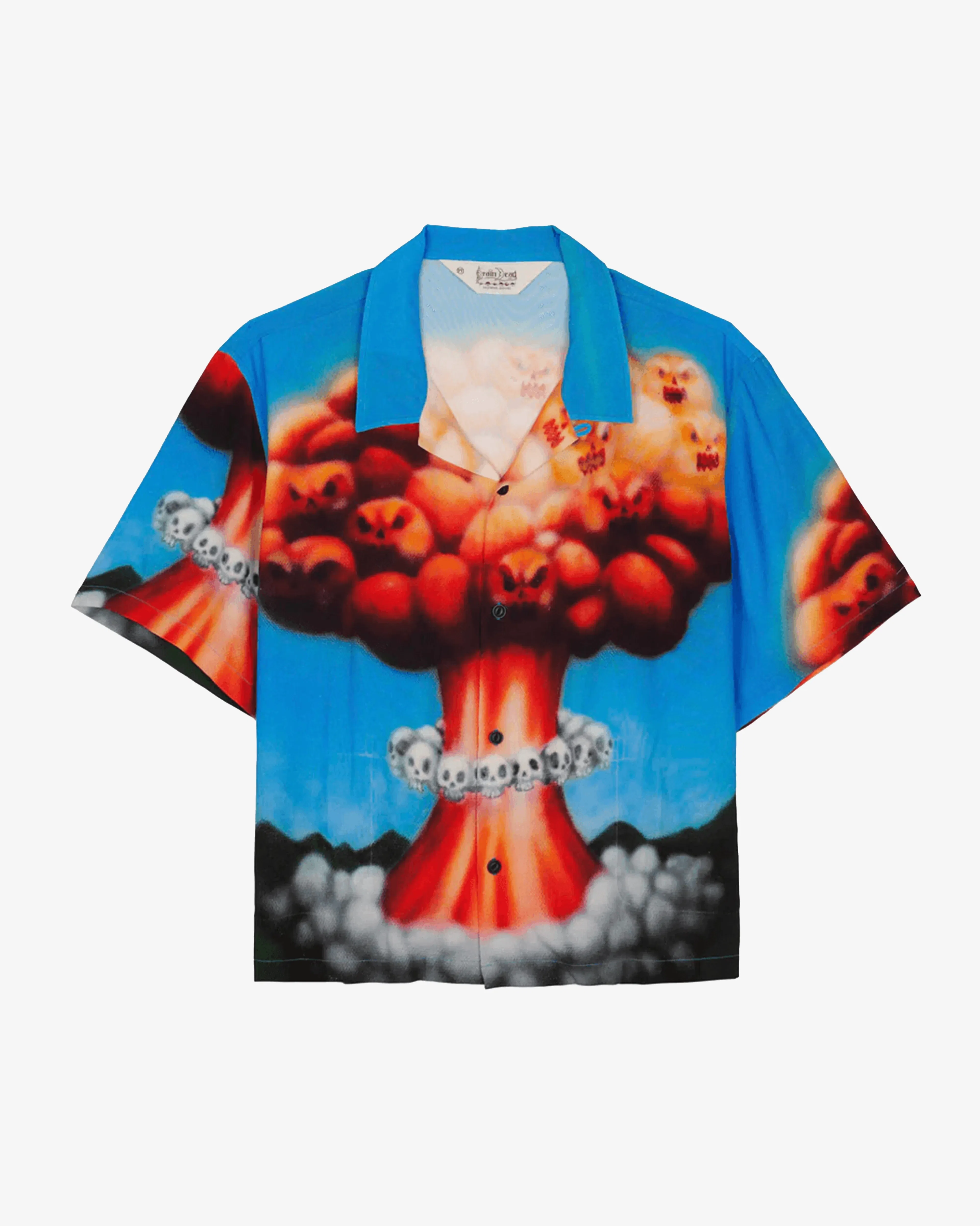 BRAIN DEAD - Men's Explosion Short Sleeve Button Down Shirt - (Blue)