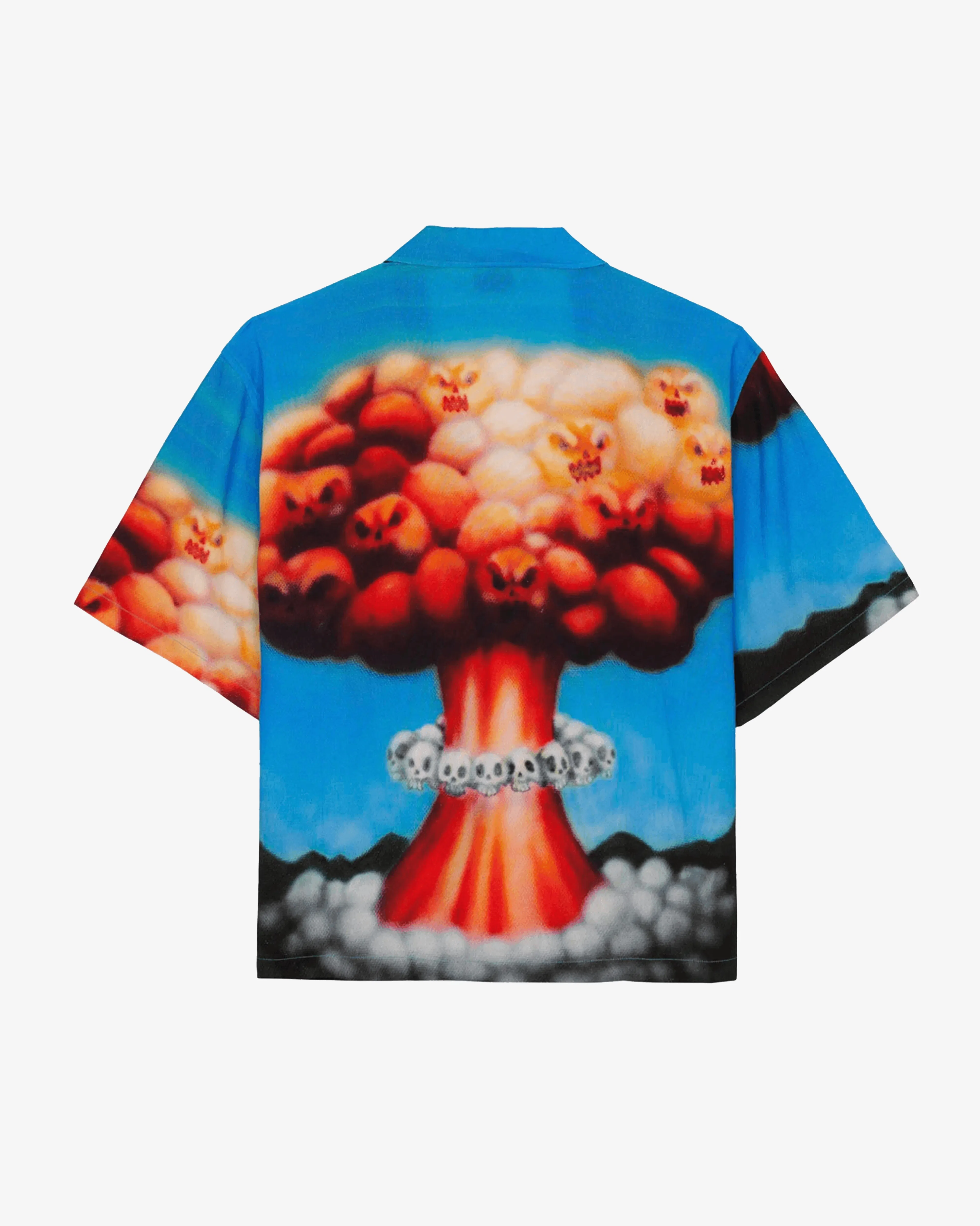 BRAIN DEAD - Men's Explosion Short Sleeve Button Down Shirt - (Blue)
