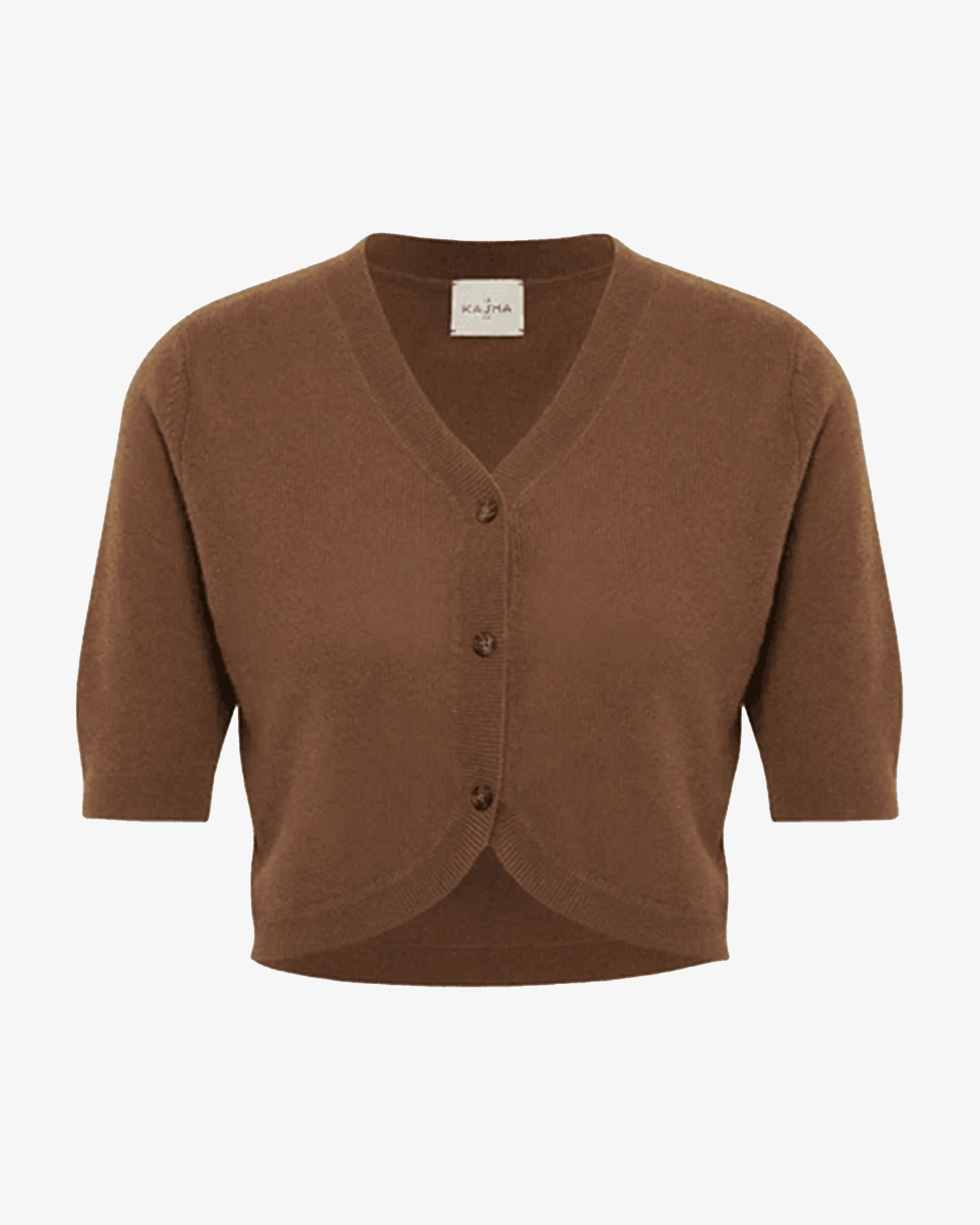LE KASHA - Women's Cropped Short Sleeved Cardigan - (Brown)
