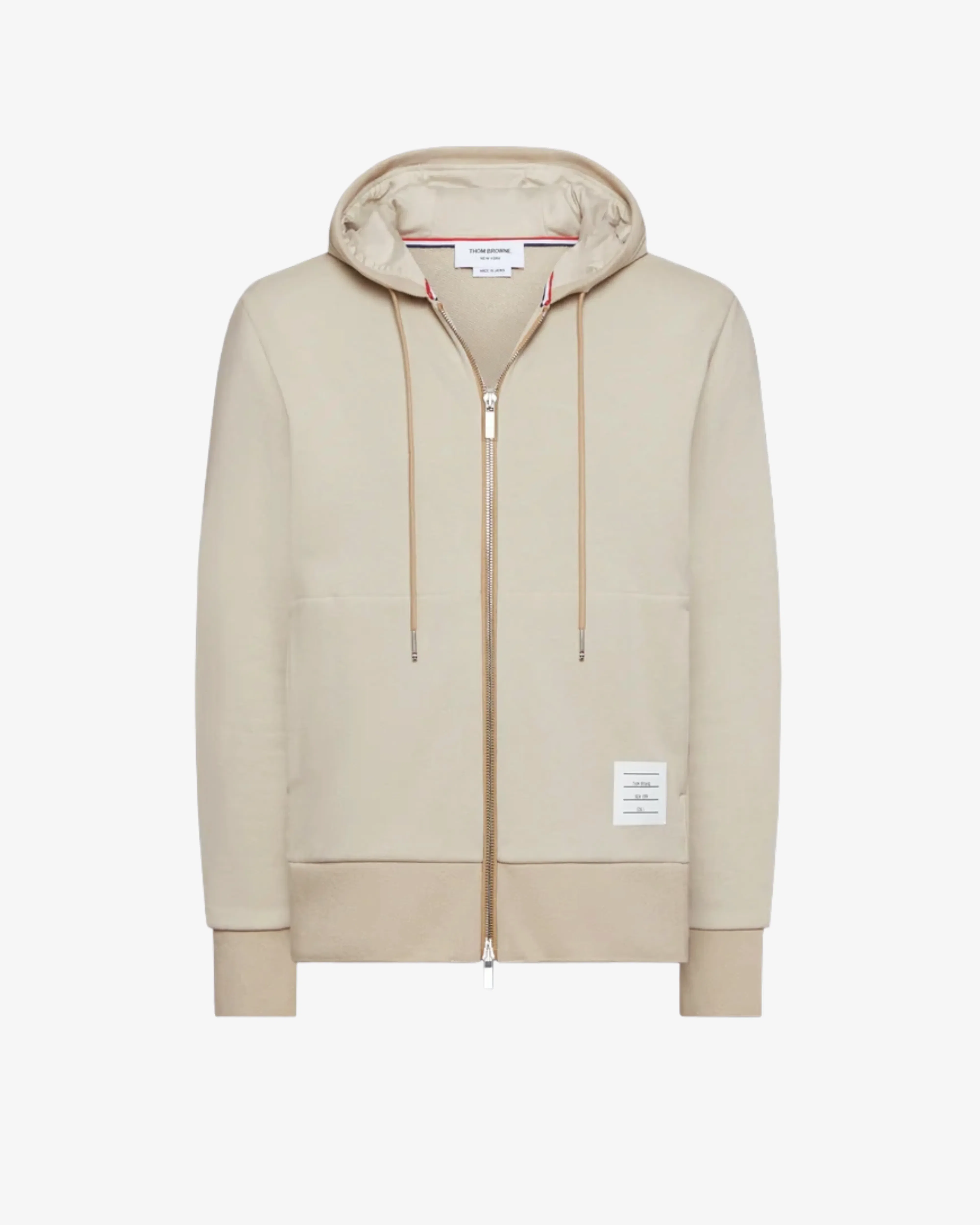 Thom Browne - Men's Loopback Jersey 4-Bar Zip Up Hoodie - (Beige)