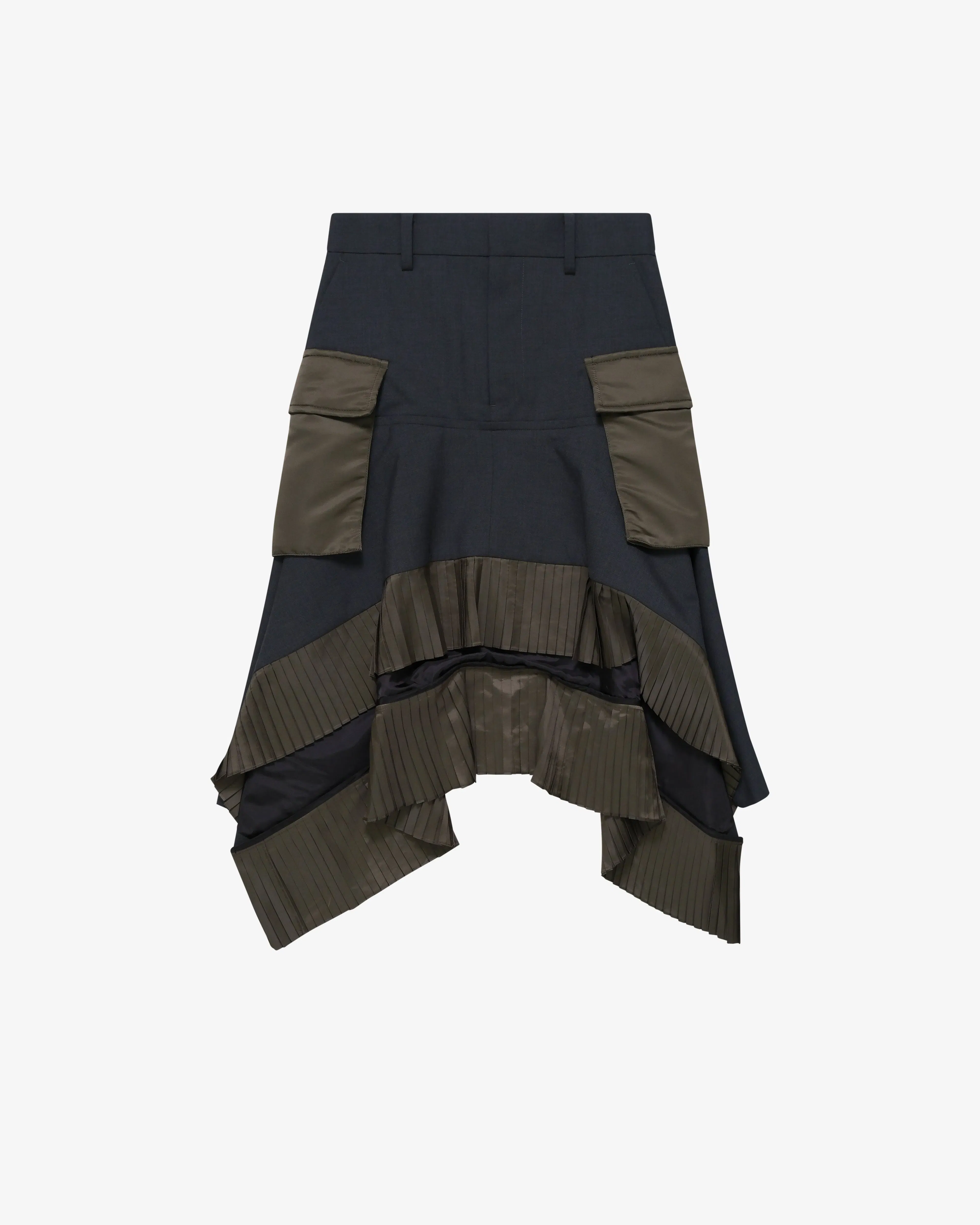 SACAI - Women's Suiting X Nylon Twill Skirt - (Greyish Brown)