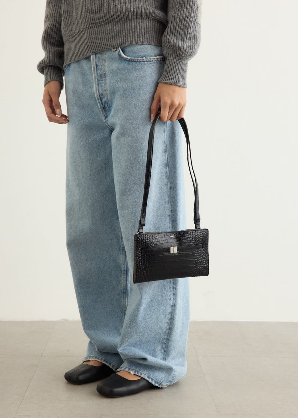 TOTEME Belted Croc-Embossed Crossbody Bag