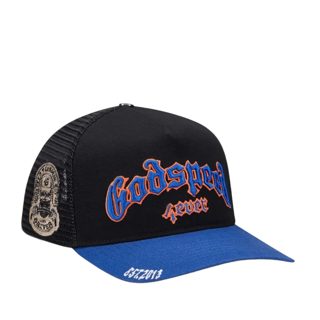 GODSPEED GS FOREVER TRUCKER HAT BLACK / BLUE / ORANGE