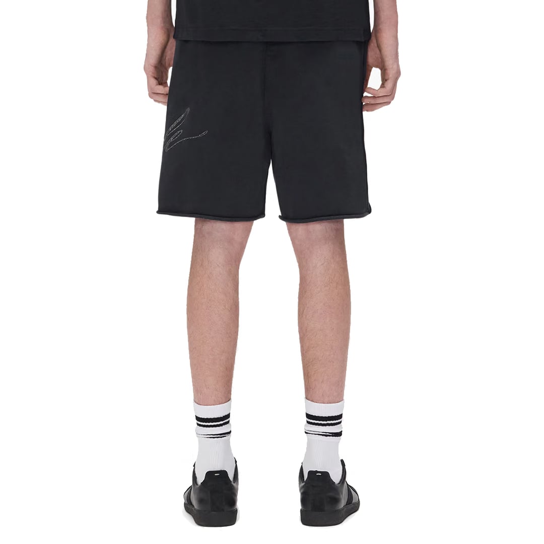 Purple Brand CRYSTAL SLANTED SCRIPT SHORTS BLACK