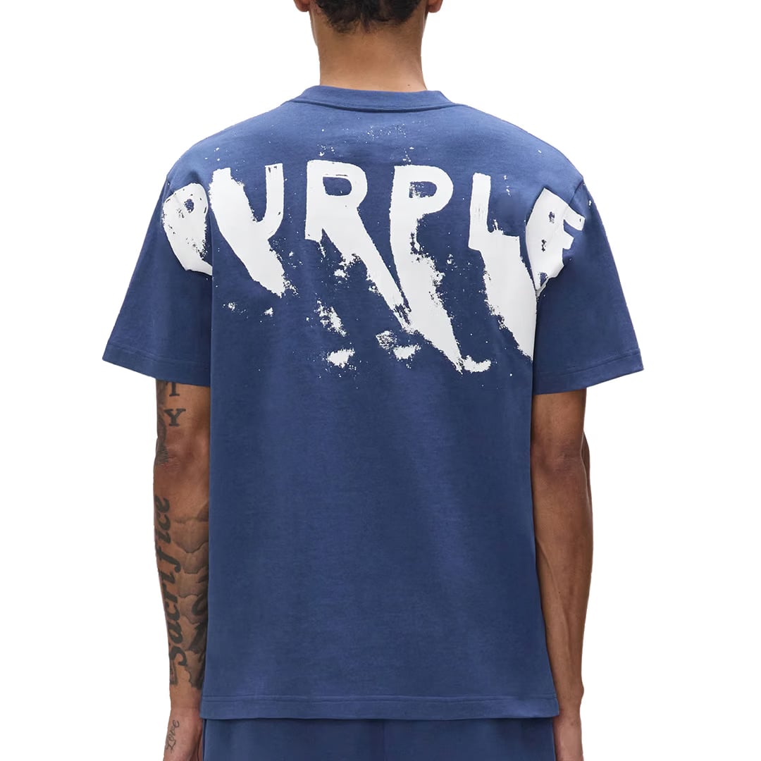 Purple Brand PAINTED WORDMARK TEE BLUE