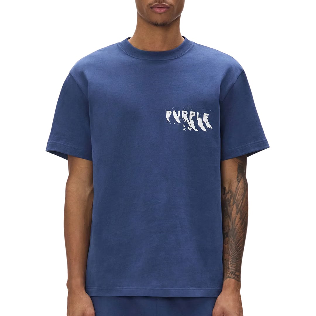 Purple Brand PAINTED WORDMARK TEE BLUE