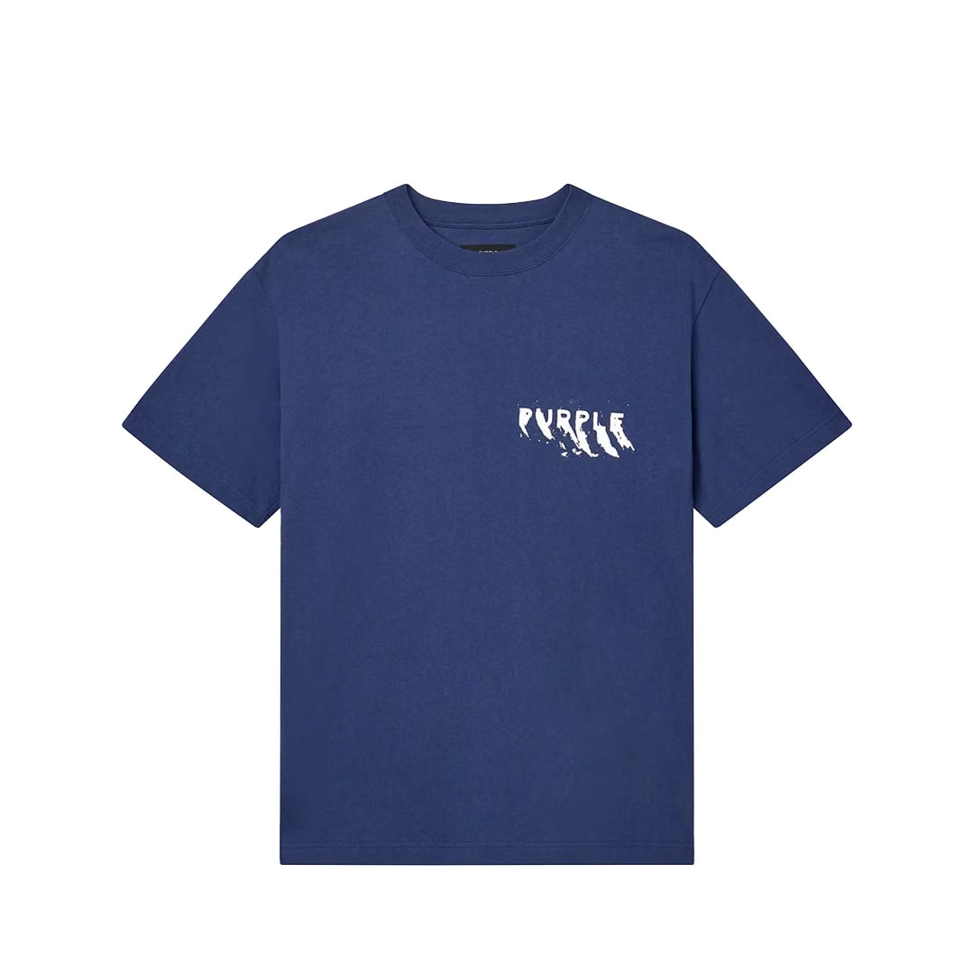Purple Brand PAINTED WORDMARK TEE BLUE