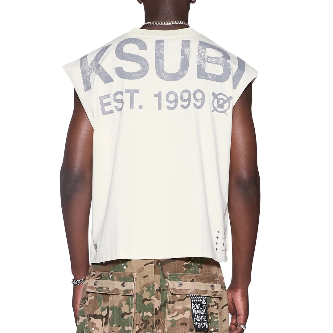Ksubi STATE HALEN CUT OFF TEE ECRU