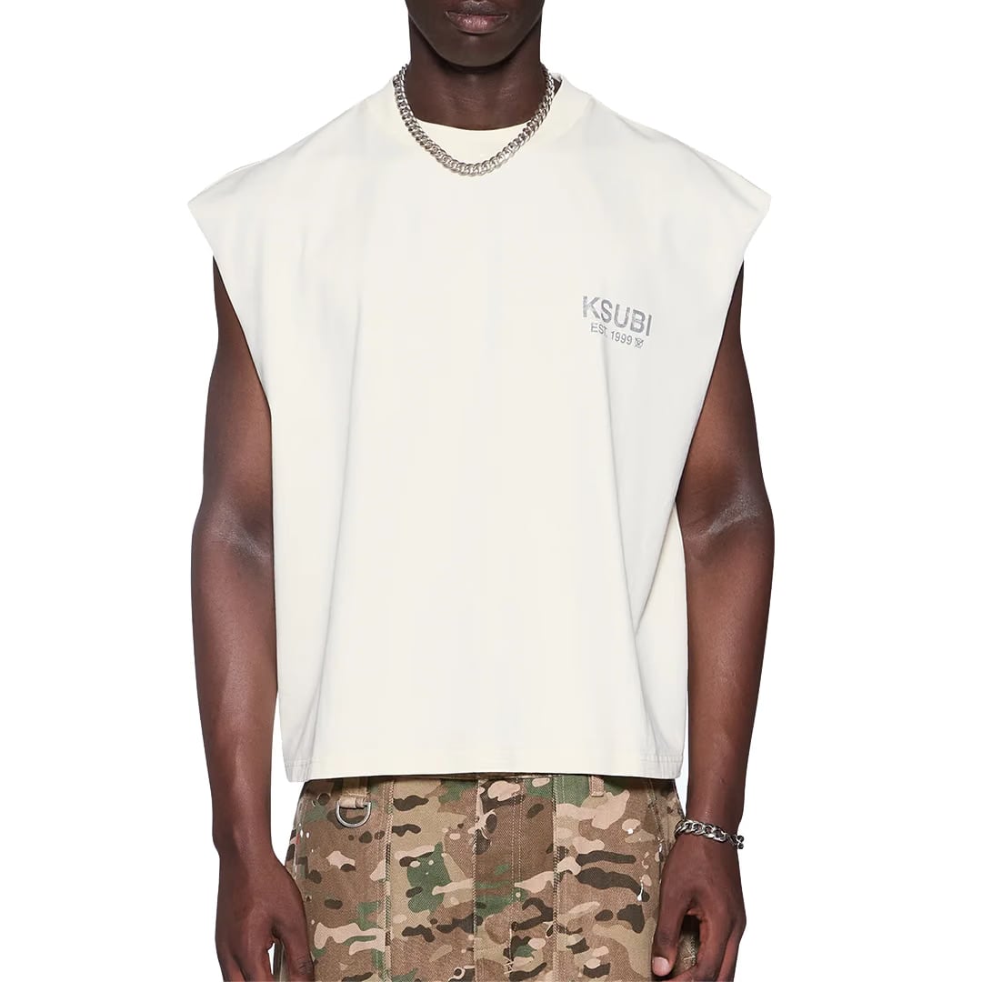 Ksubi STATE HALEN CUT OFF TEE ECRU