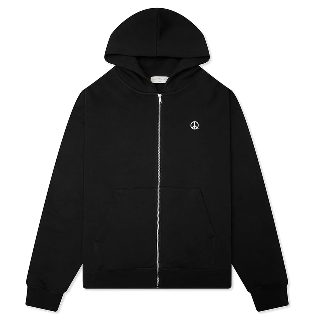 Museum of Peace & Quiet WORDMARK ZIP UP HOODIE BLACK