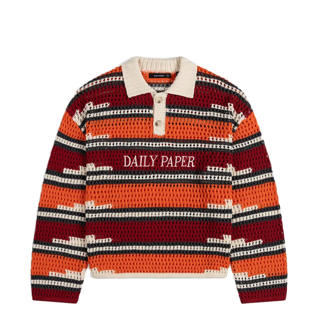 Daily Paper KENTE STRIPE KNIT POLO SWEATER