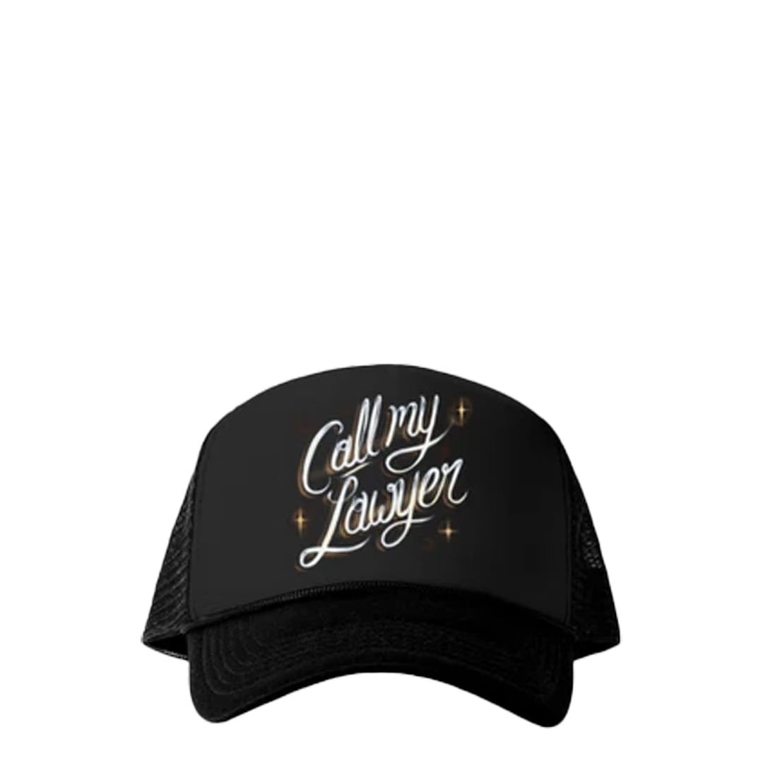 MARKET CALL MY LAWYER TRUCKER HAT JET BLACK