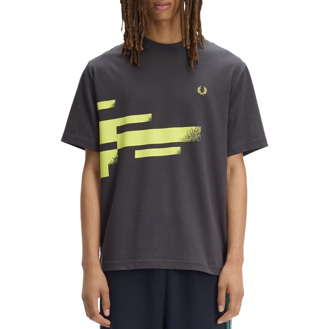 Fred Perry ABSTRACT GRAPHIC PRINT T-SHIRT ANCHOR GREY
