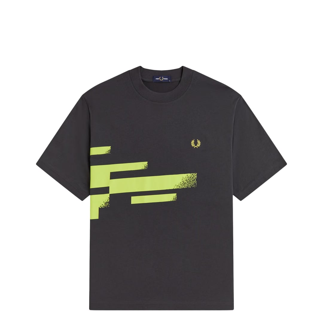 Fred Perry ABSTRACT GRAPHIC PRINT T-SHIRT ANCHOR GREY