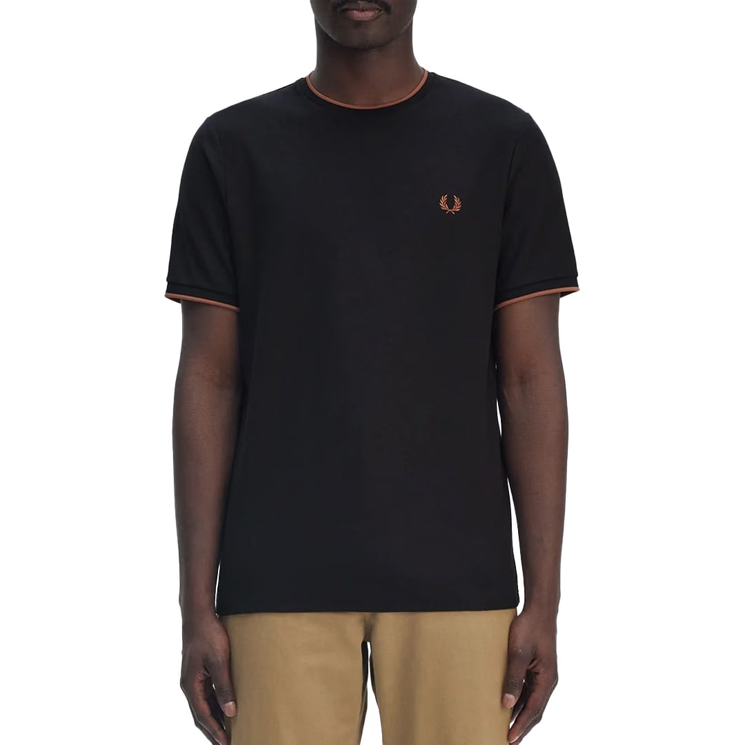 Fred Perry TRIM DETAIL CREPE PIQUE T-SHIRT BLACK