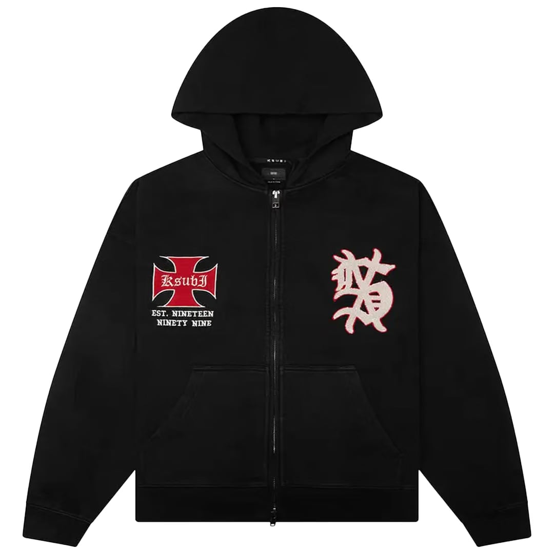 Ksubi LEAGUE EKCESS ZIP HOODIE JET BLACK