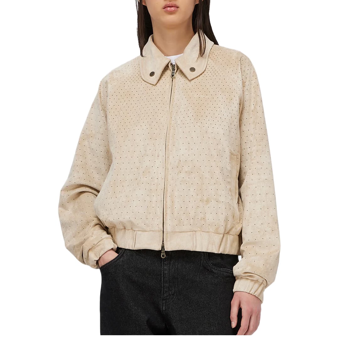 Dime PERFORATED FAUX SUEDE JACKET TAN