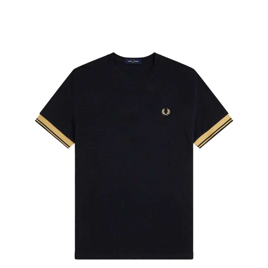 Fred Perry TWIN TIPPED CUFF SHIRT BLACK/ CHAMPAGNE