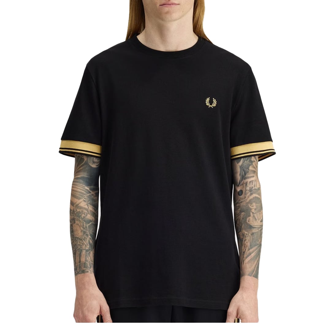 Fred Perry TWIN TIPPED CUFF SHIRT BLACK/ CHAMPAGNE