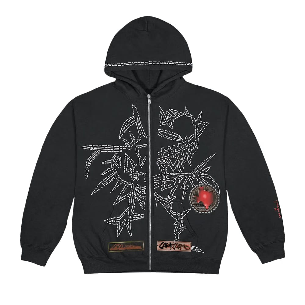 Cactus Jack by Travis Scott Blackout Zip Up Hoodie Black