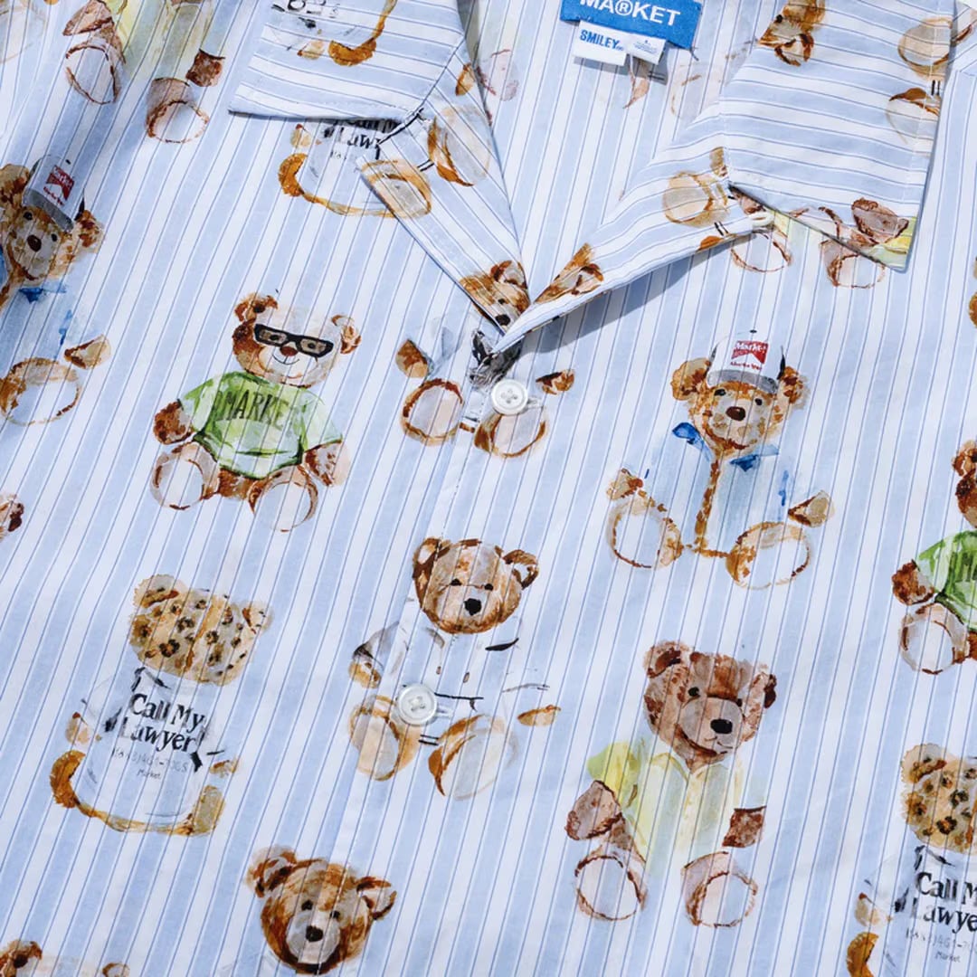 MARKET TEDDY STRIPED SHORT SLEEVE WOVEN SHIRT MULTI/BLUE