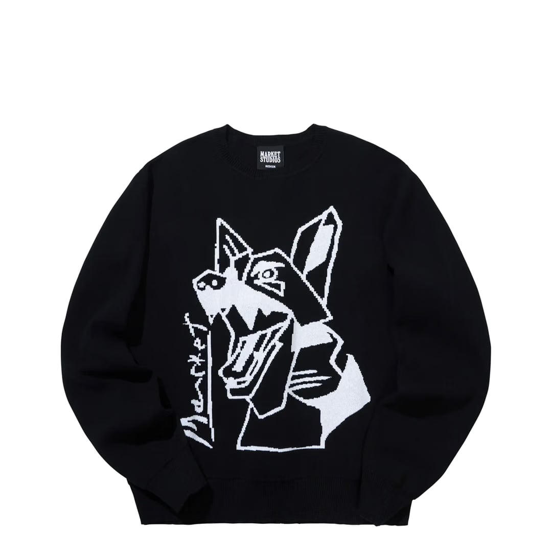 MARKET CUBISM BEWARE MEN'S BLACK KNIT SWEATER